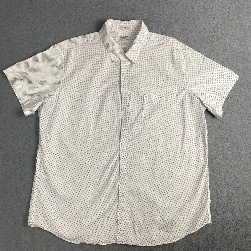 J. Crew Men's size XXL Slim Fit Stretch Short-Sleeve Shirt White,Pocket